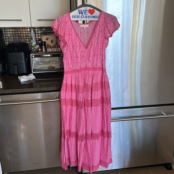 LoveshackFancy Hot Pink Maxi Dress - Picture 1 of 7